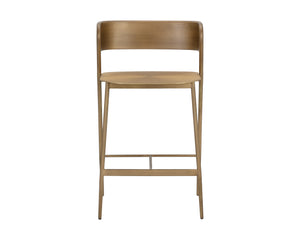Sunpan Keanu Sleek Modern Barstool with Antique Brass Finish and Unique Starburst Design for Stylish Spaces Antique Gold