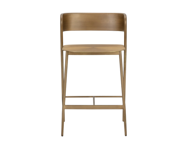 Sunpan Keanu Sleek Modern Barstool with Antique Brass Finish and Unique Starburst Design for Stylish Spaces Antique Gold