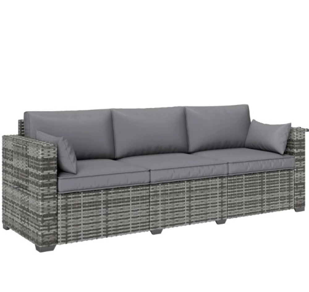 English Elm Seater Outdoor Pe Rattan Sofa Deep Cushioned Patio Couch for Deck or Poolside T3971P417854