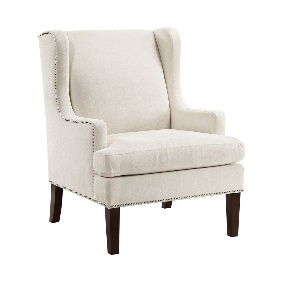English Elm 1Pc Stylish Beige Accent Chair With Foam Cushion, Nailhead Trim - Perfect For Living Rooms & More! B011P287703