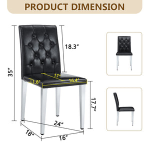 English Elm 4-piece Brown Suede Dining Chair Set with Tufted Back and Walnut Metal Legs Black+Silver W1151P361157