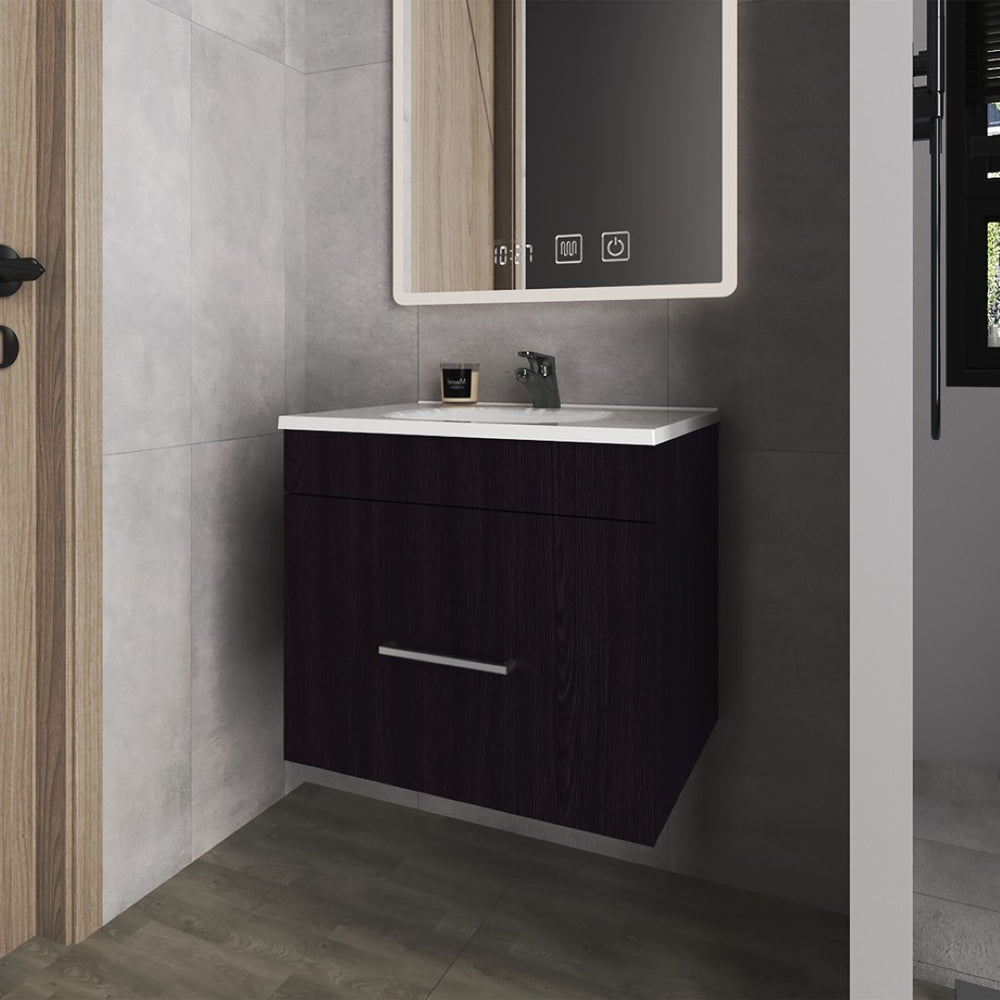English Elm Colville Floating Wall Mount Vanity Cabinet Matte Finish Modern Bathroom Storage Black B092P439918