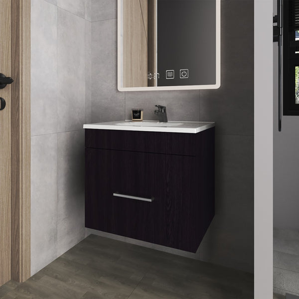 English Elm Colville Floating Wall Mount Vanity Cabinet Matte Finish Modern Bathroom Storage Black B092P439918