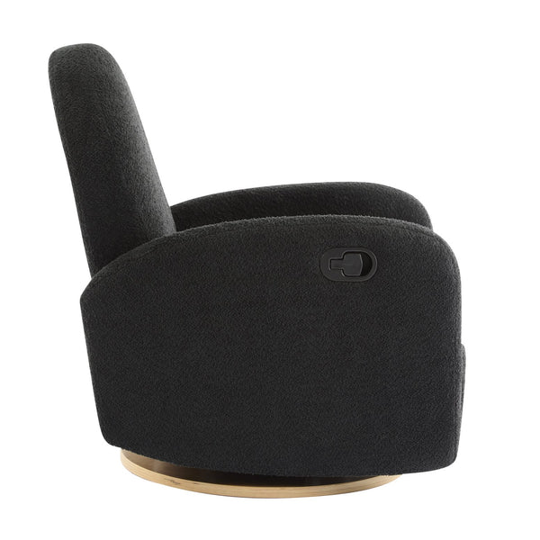 English Elm Christopher Knight Home® - 360 Swivel and Glider Recliner Chair with Boucle Upholstery, Solid Wood Base, Smooth Rocking Comfort Black N771P207029H