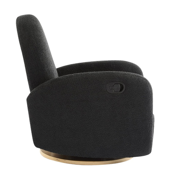 English Elm 360 Swivel Glider Recliner with Solid Wood Base Contemporary Upholstered Lounge Chair Black N771P363407H