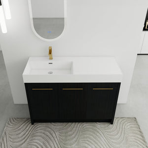 English Elm 48 Inch Freestanding Bathroom Vanity With Integrated Resin Sink & Soft-Close Doors For Storage Solutions W999S00264
