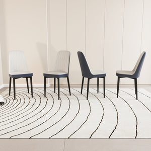 English Elm A Set Of 4 Modern Dining Chairs In White And Blue Pu Leather With Cushioned Comfort & Metal Legs W2189P168409