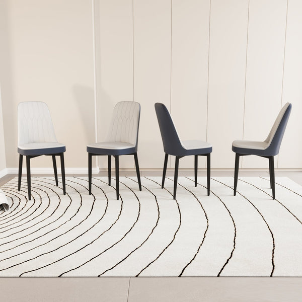 English Elm A Set Of 4 Modern Dining Chairs In White And Blue Pu Leather With Cushioned Comfort & Metal Legs W2189P168409