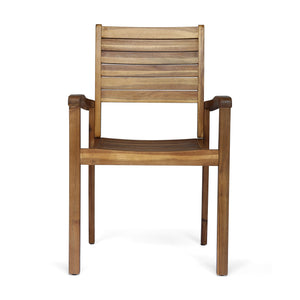 English Elm Christopher Knight Home® - MIGUEL Teak Acacia Dining Chairs (Set of 2) – Stacking Outdoor Resort-Style Wood Chairs, Handcrafted Comfort 63223.00