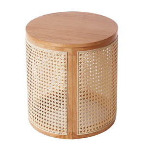English Elm Christopher Knight Home® - RUBBER Solid Wood Side Table 15.7" Round Top, Natural Finish, Sturdy MDF Base, Compact 17.8" H N770P281695N