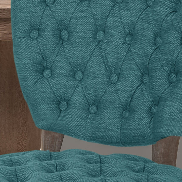 English Elm Kd Button Tufted Dining Chairs Set of 2 Rubberwood Scrolled Legs Vintage Style 61624.00FT