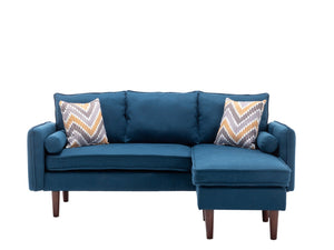 English Elm Mirella Mid-century Sectional with Reversible Chaise Usb Charging and Storage Pouches Blue B2749P413375
