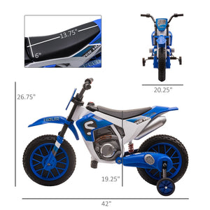 English Elm Aosom 12v Ride-on Dirt Bike for Kids with Training Wheels and Throttle Control W2225P200734