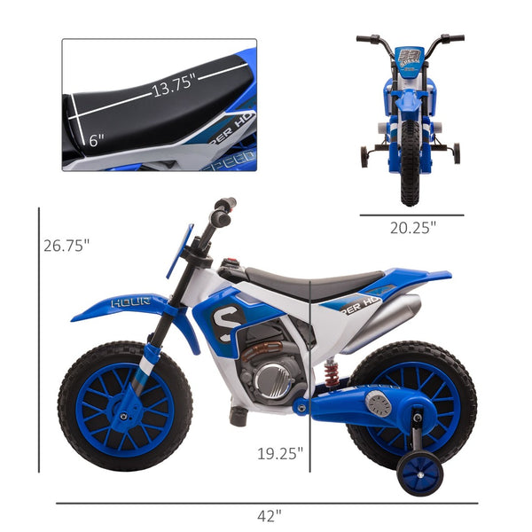 English Elm Aosom 12v Ride-on Dirt Bike for Kids with Training Wheels and Throttle Control W2225P200734