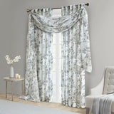 Madison Park Simone Transitional Printed Floral Rod Pocket and Back Tab Voile Sheer Curtain MP40-6775 White