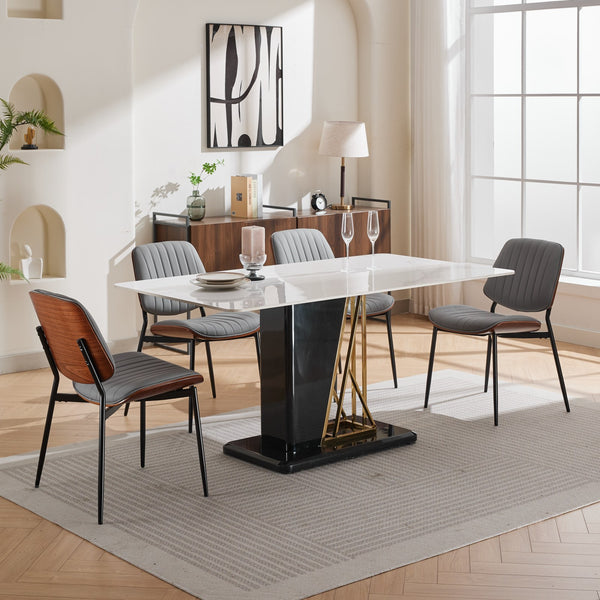 English Elm A&A Furniture Dining Chairs Set Of 2 - Mid-Century Modern Ergonomic Gray Pu Upholstered Seats W1143P191787