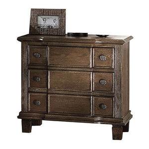 English Elm Weathered Oak 3-Drawer Nightstand