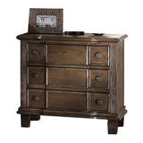 Rustic Weathered Oak Nightstand with 3 Drawers, Felt-Lined Top, Ball Bearing Glides | 27.50 x 18.50 x 26.50