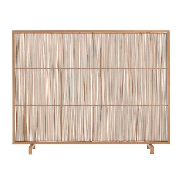 English Elm Willow Iron Fireplace Screen Powder Coated Vertical Bar Grid for Modern Interiors Golden N775P386927G
