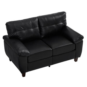 English Elm 59" Club Style Tufted Pu Leather Loveseat with Hidden Storage and Wide Padded Armrests Black W1097S00243