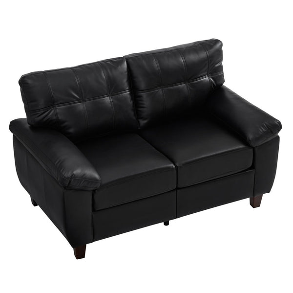 English Elm 59" Club Style Tufted Pu Leather Loveseat with Hidden Storage and Wide Padded Armrests Black W1097S00243