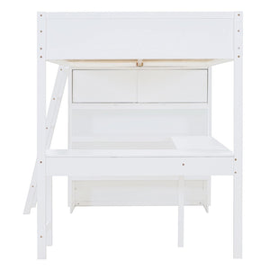 English Elm Full Size Loft Bed with Built-in Desk and Shelving for Kids or Teen Bedrooms LT000802AAK