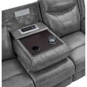 English Elm Masley Grey 3-Piece Reclining Sofa Set with Cup Holders, Storage & Leatherette Accents for Cozy Entertaining B062S01167