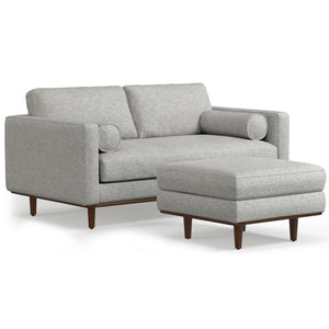 English Elm Morrison Mid-Century 72" Sofa with Ottoman Set — Eco-Friendly Recycled Fabric, Plush Feather Fill, Sturdy Craftsmanship Gray B136P199239