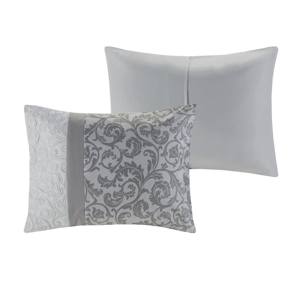 English Elm Embroidered 8-Piece Comforter Set In Elegant Grey For California King – Cozy, Stylish & Easy Care! B03594923