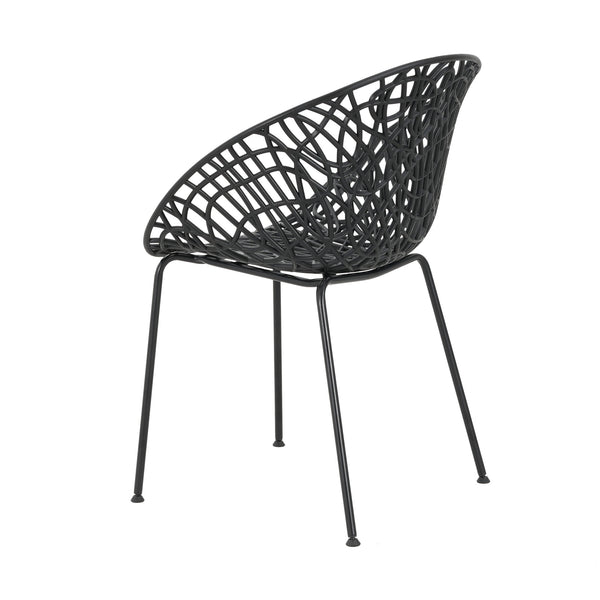 English Elm Christopher Knight Home® - Neiman Outdoor Dining Chair Set of 2 with Weather-Resistant Iron Frame and Perforated Diamond Design Black N775P256374B