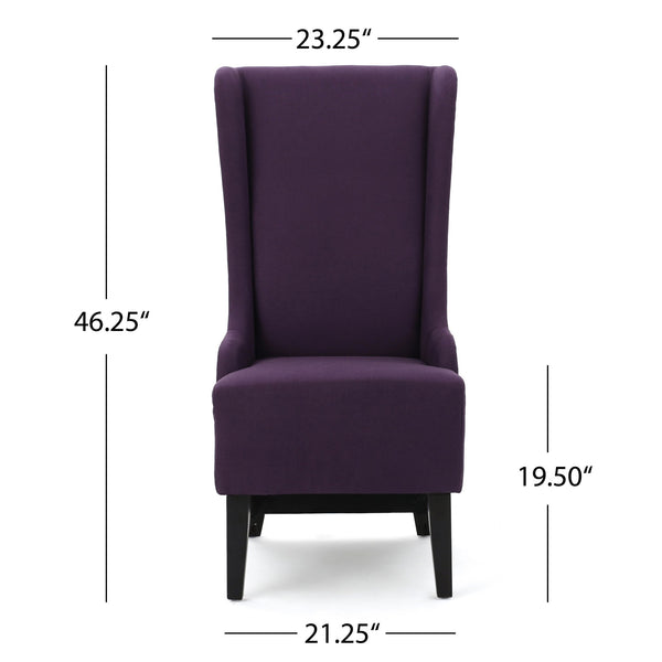 English Elm Christopher Knight Home® - DINING Plum Upholstered High-Back Wingback Chair with Tapered Birch Legs — Contemporary Regal Comfort 59260.00PLU