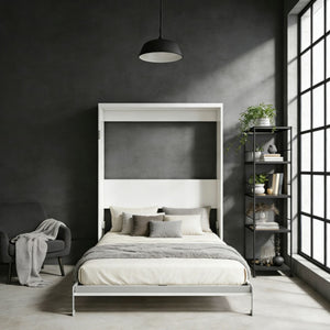 English Elm Multifunctional Queen Murphy Wall Bed with Hydraulic Soft Close and Solid Wood Slat Support W5290S00004