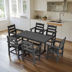 English Elm 7 Piece Hdpe Patio Outdoor Furniture Set For 6 - Stylish, Weather-Resistant Dining Table & Chairs W2681S00008