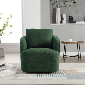English Elm 30.3"w Boucle Barrel Swivel Chair 360 Rotation Lounge Seating for Living Room Green W3188P400933