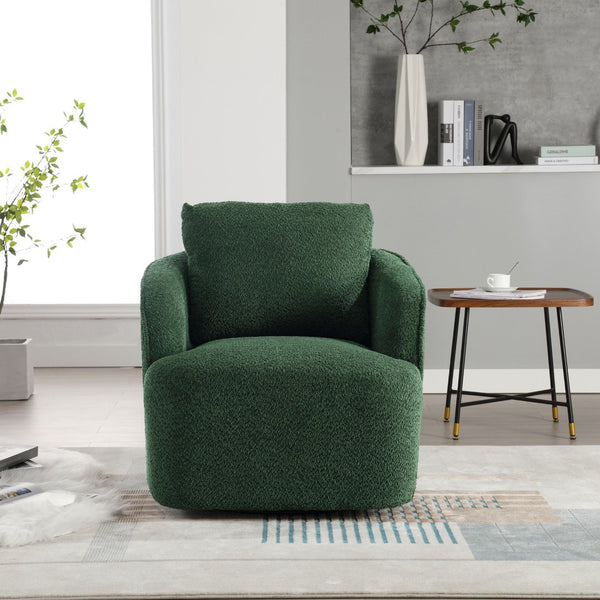 English Elm 30.3"w Boucle Barrel Swivel Chair 360 Rotation Lounge Seating for Living Room Green W3188P400933