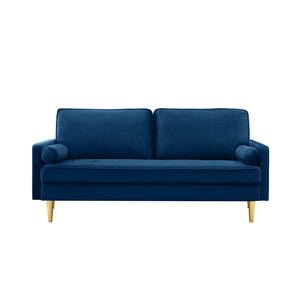 English Elm 65-inch minimalist velvet loveseat with gold metal legs, thick cushions, solid pine frame, 800lb capacity Navy W2795P247594