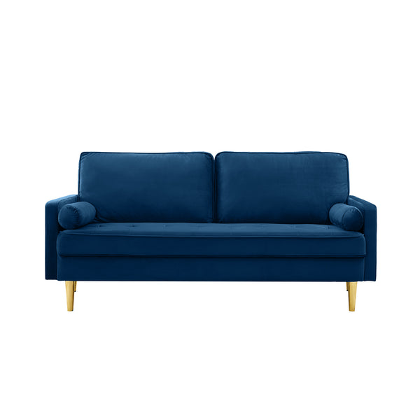 English Elm 65-inch minimalist velvet loveseat with gold metal legs, thick cushions, solid pine frame, 800lb capacity Navy W2795P247594