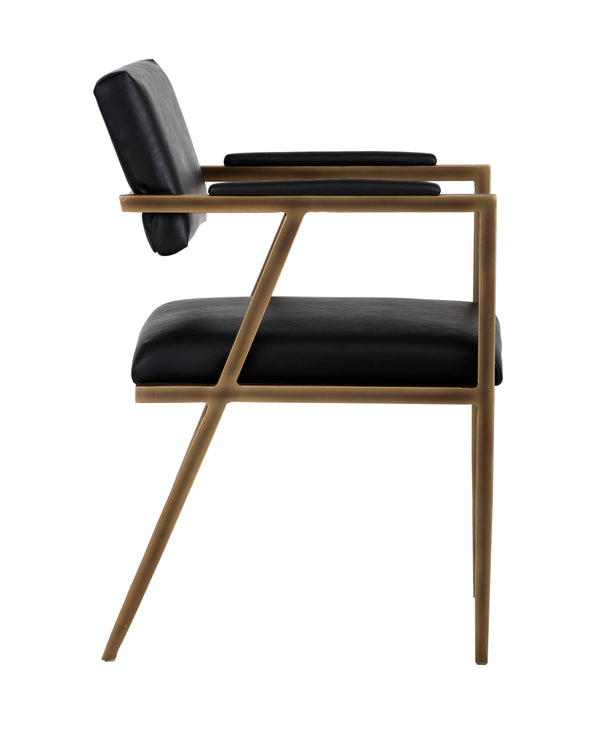 Sunpan Ventouz Dining Armchair - Industrial Mid-Century Modern Design with Rustic Bronze Steel Frame Vintage Black