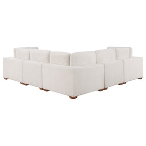 English Elm Murtagh Curved Modular Sectional Sofa with Deep Fabric Upholstery and Tapered Black Legs Ivory B062S01581