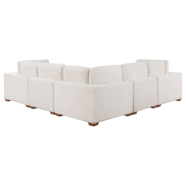 English Elm Murtagh Curved Modular Sectional Sofa with Deep Fabric Upholstery and Tapered Black Legs Ivory B062S01581