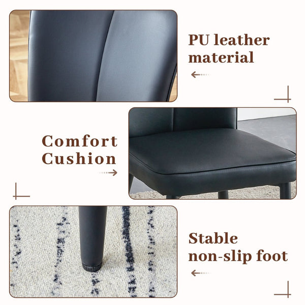 English Elm Table Modern Black Marble Mdf Dining Set With 4 Stylish Pu Chairs - Perfect For Kitchen & Dining Room W1151S02525-GIGA