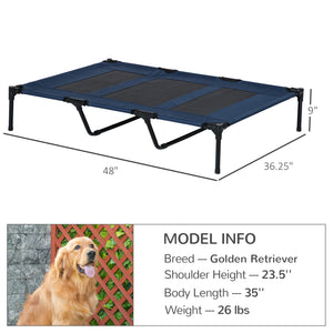 English Elm PawHut Heavy Duty 43" Steel Dog Crate with Wheels, Removable Tray, Top Access & Foldable Bowl Holder Dark Blue W2225P217563