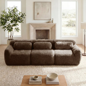 English Elm 114''soft Plush Modular Sectional Sofa with Cloud Cushions for Living Room Theater Chocolate W714S01540