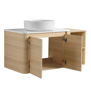 English Elm 42'' Modern Wall-Mounted Bathroom Vanity With Soft-Close Doors, Ceramic Sink & Ample Storage Solutions W999S00473