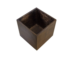 Sunpan TANSY Planter - Contemporary Square Design in Antique Bronze for Elegant Indoor and Outdoor Spaces Gold 111134