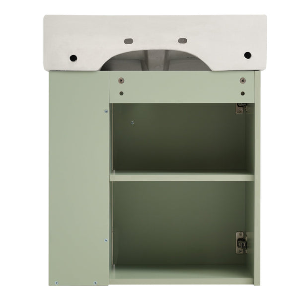 English Elm 21.6 inch Modern Floating Bathroom Vanity with Ceramic Basin, Wave Door, Rose Gold Handle Green N729P170388F