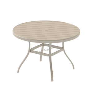 English Elm VRSHWO"Outdoor Round Patio Dining Table for 4-6, Powder-Coated Steel, Rust-Resistant with Umbrella Hole Sandstone W213P332219