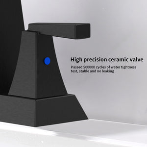 English Elm 2-Handle Matte Black Bathroom Sink Faucet – Modern 4-Inch Centerset With Pop-Up Drain & Supply Lines T3177P277478
