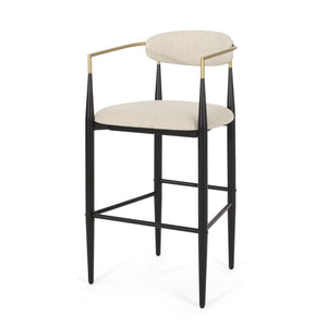 English Elm Christopher Knight Home® - Barstools Set Of 2 – Modern Upholstered Stools With Back Support & Durable Iron Legs For Kitchen Use N779P248198B