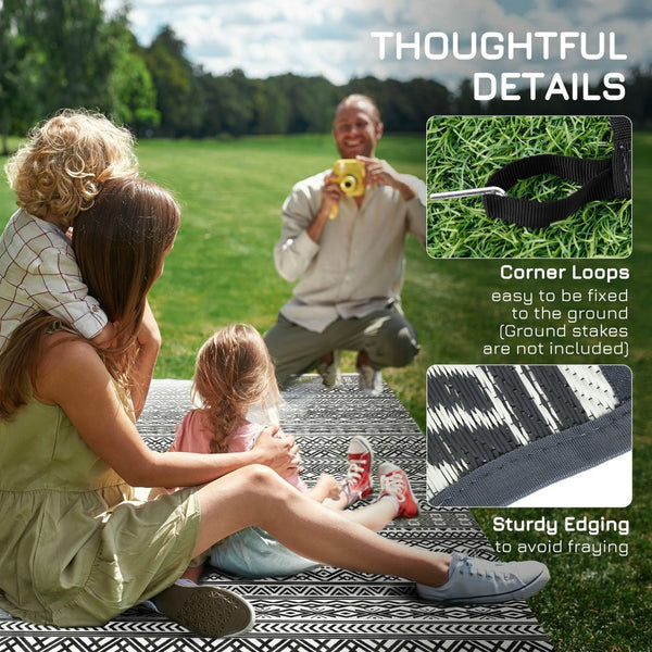 English Elm Outsunny Reversible Boho Polypropylene Outdoor Rug Waterproof Portable Mat for Deck Patio W2225P174556
